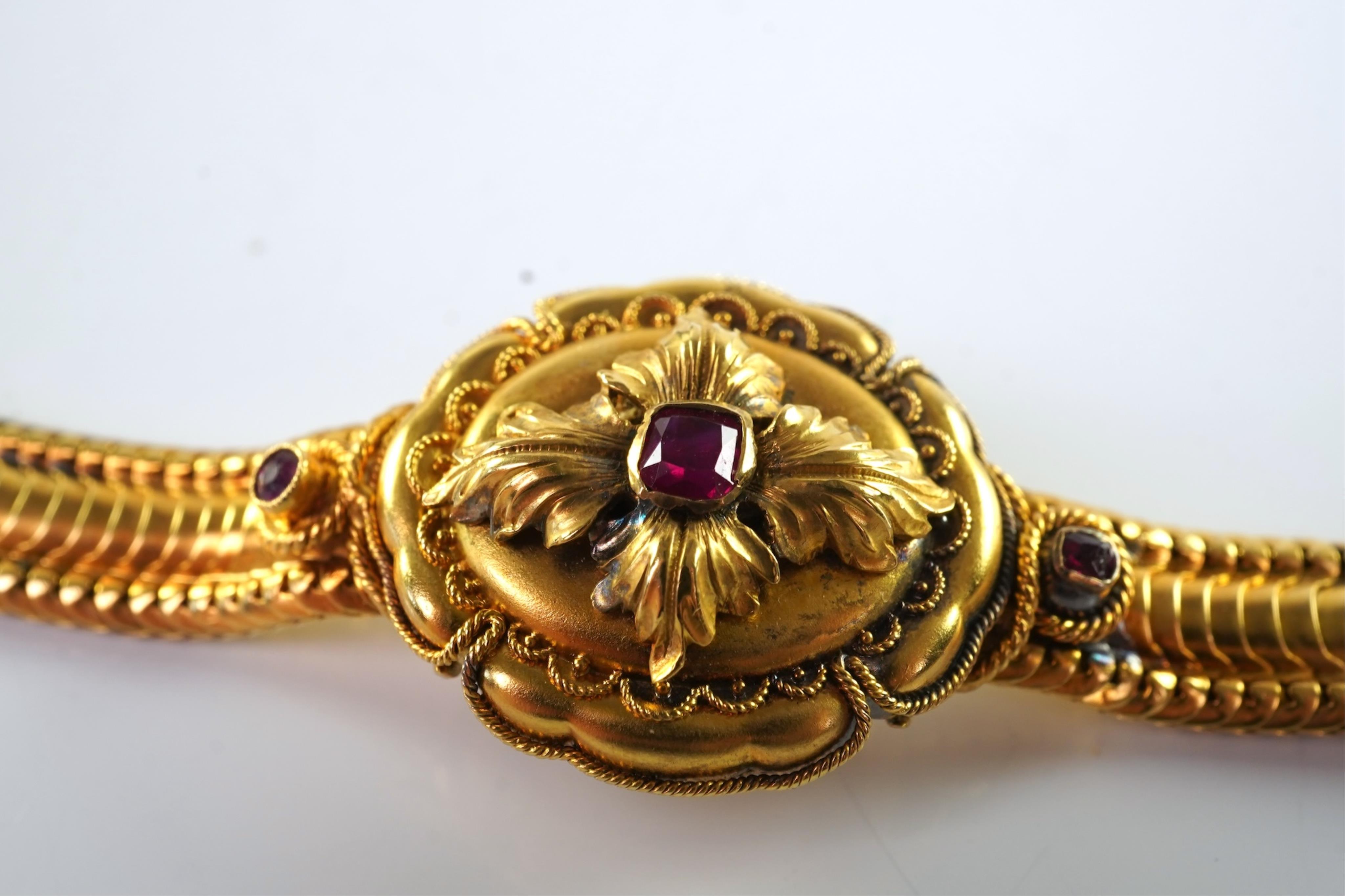 A Victorian gold and ruby bracelet, late 19th century